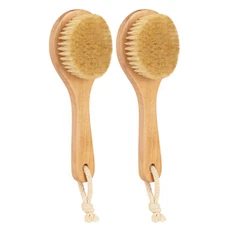 2 Pack Natural Shower Brush Wet and Dry Brushing Body Scrubber for Bath Shower