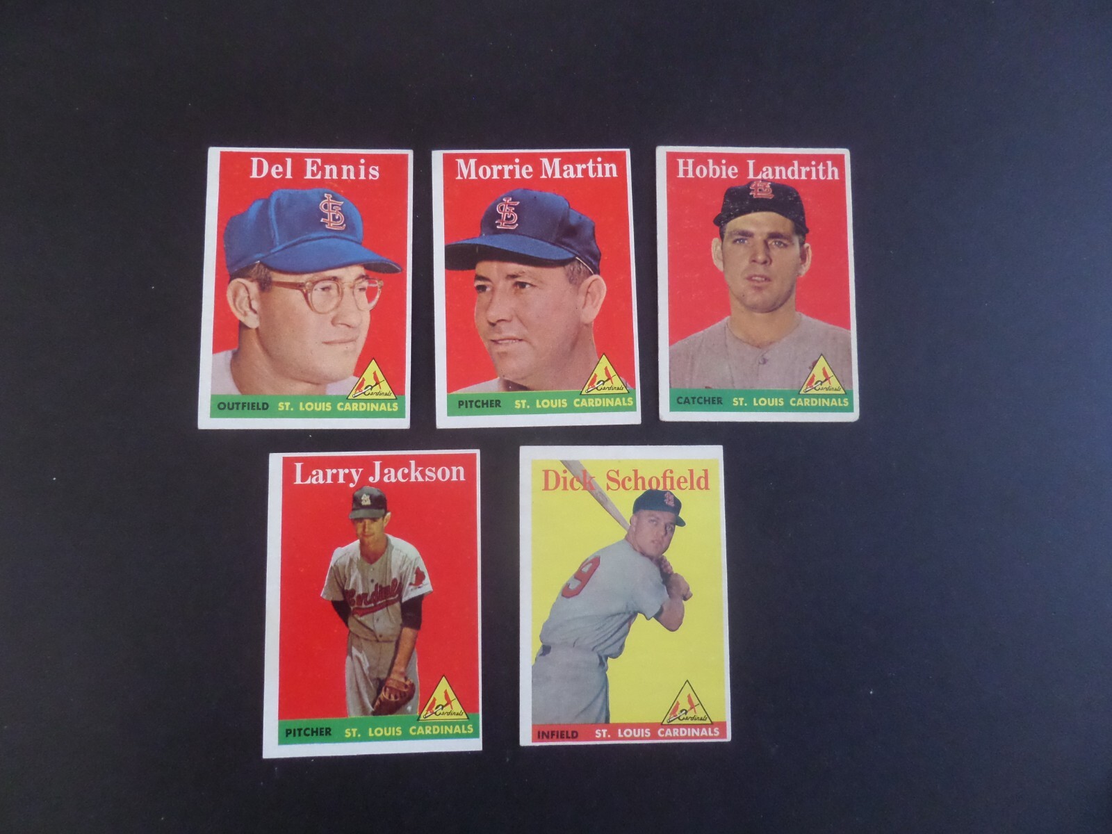LOT OF 5 1958 TOPPS ST LOUIS CARDINALS BASEBALL CARD LOT EX OR BETTER