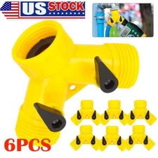 6Pcs Water Hose Splitter 2 Way 3/4" Hose Connector Outdoor Garden Y Valve Pipe