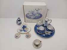Vintage Doll House Mini Porcelain China Tea Set Made In Taiwan Lot Miniature Blu