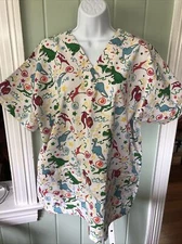 Whimsical Super Cute Trend Scrubs Brand Dinosaur Scrub Top Size Large Excellent