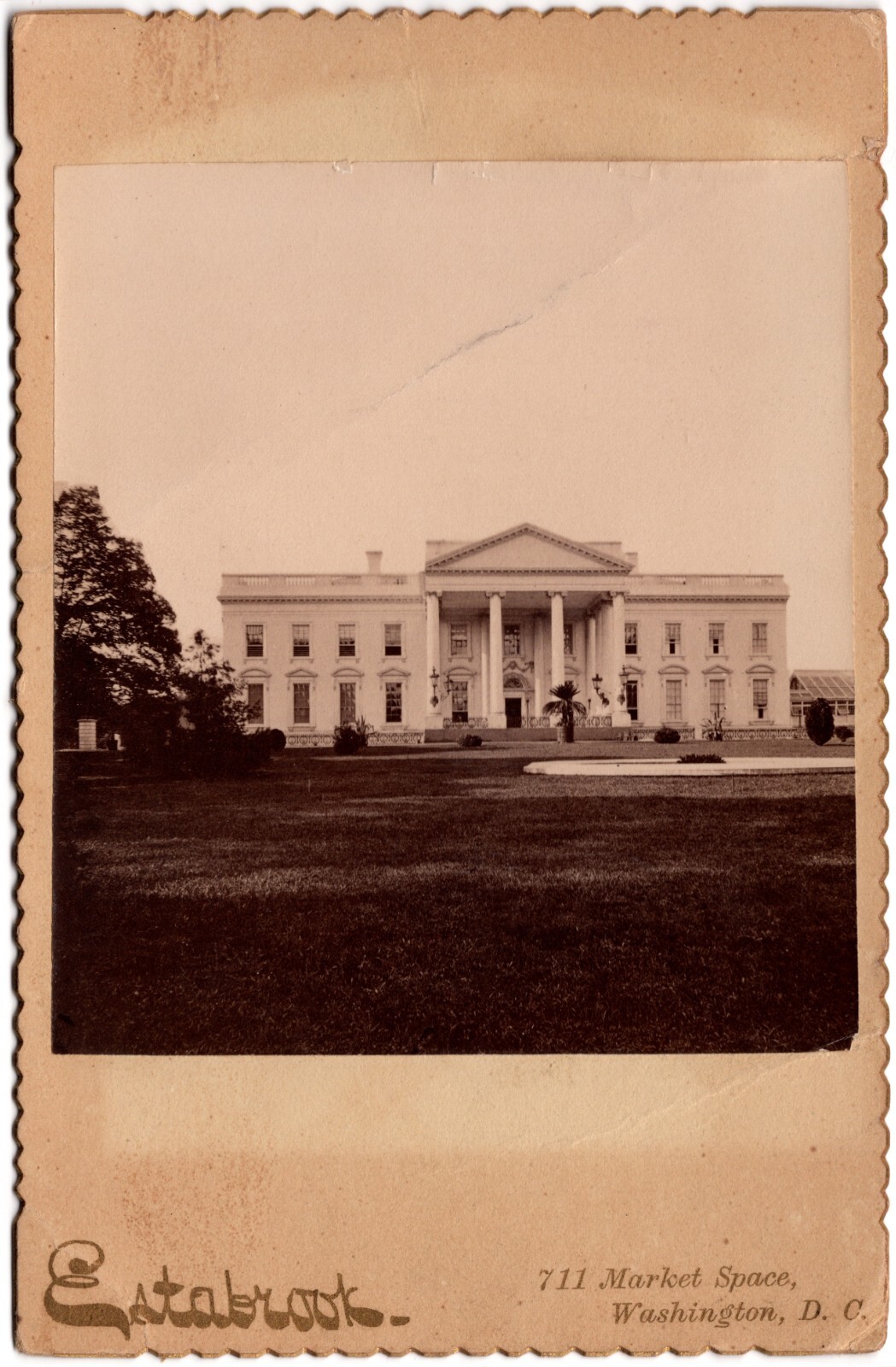 CIRCA 1890s CABINET CARD ESTABROOK PRESIDENTENTIAL WHITE HOUSE WASHINGTON D.C.