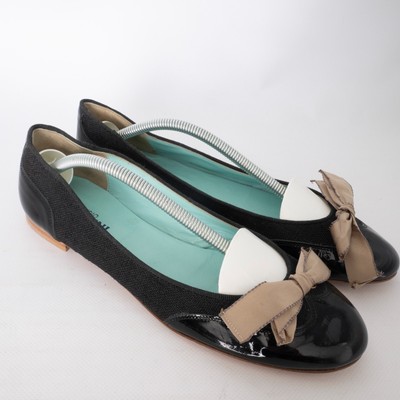 STUDIO POLLINI Women Lacquered Leather Black Ballerina Flats US 9 UK 6.5 EU 40.5
