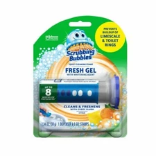 Scrubbing Bubbles Fresh Gel Toilet Cleaning Stamp Citrus, Dispenser with 6 Stamp