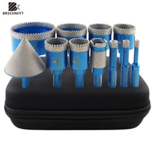 Triangle Shank Diamond Drilling Bit Kit 11pc Hole Saw Set Tile Granite Marble