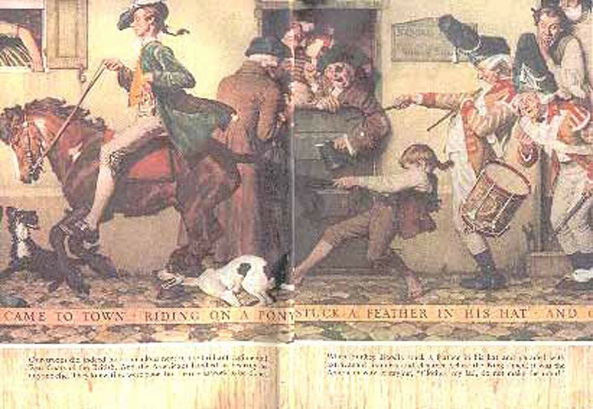 NORMAN ROCKWELL 1946 ART SPREAD: YANKEE DOODLE WENT TO TOWN
