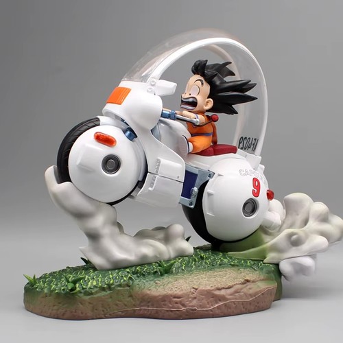 Anime Dragon Ball Z GK Motorcycle Son Goku Figure Kid Goku Figurine PVC 8"