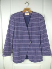 Pendleton Womens Purple Houndstooth 100 Wool Single Button Lined Jacket Size 6