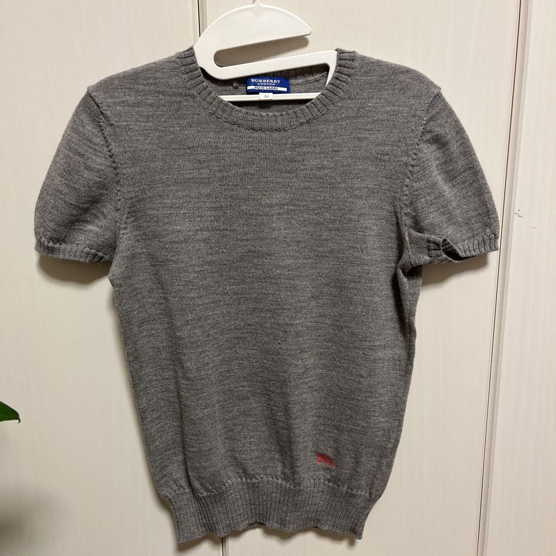 Burberry Blue Short Sleeve Knit U-Neck Sweater - Fall/Winter - New