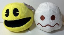 4 Inch Pac-Man Battle Royale Plush Toy Factory Arcade Pacman and White Ghost