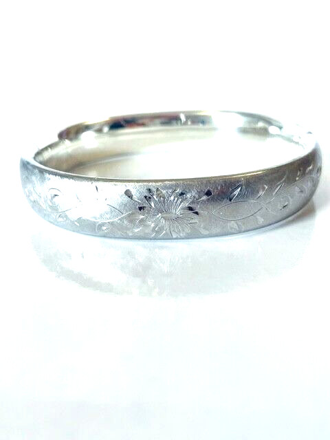 Silver Engraved Hinged Bangle Bracelet - image 6