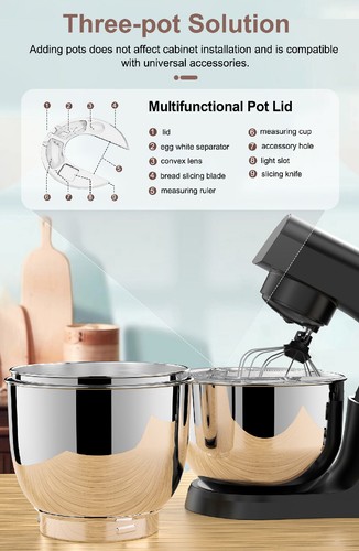 SVEWT 1500W Food Mixer, w/5.5QT Stainless Steel Bowl, Beater and Whisk,10 Speeds - Bild 7 von 7