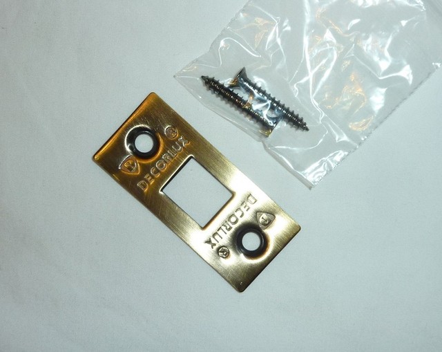 Decorlux 005 21/4" Deadbolt Door Strike Plate + Screws Striker ANTIQUE BRASS eBay