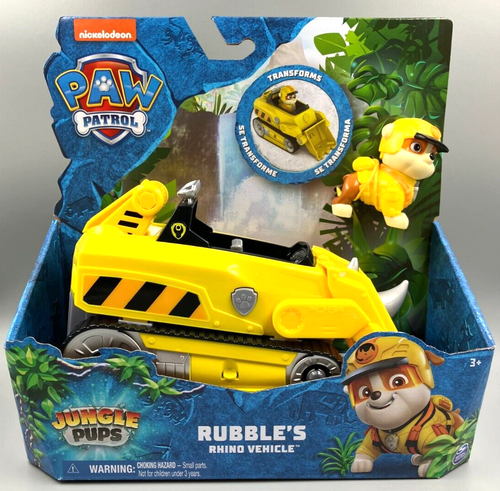 Spin Master PAW Patrol JUNGLE PUPS Rubble's Rhino Vehicle & Figure Set Toy NEW