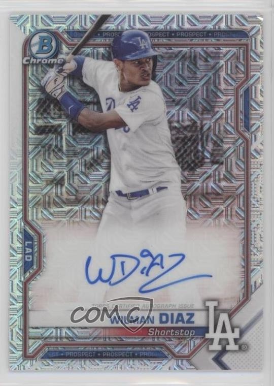 2021 Bowman Chrome Mega Box Chrome Mojo Auto Wilman Diaz #BCMA-WD Auto nd3