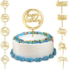10-Pack Happy Birthday Cake Toppers,Gold Cake Toppers Acrylic Birthday Cake Supp