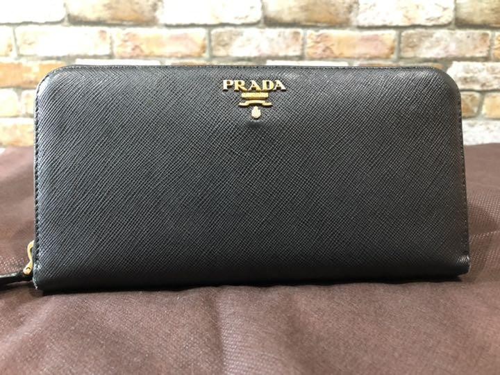 Prada Round Zipper Long Wallet in Premium Leather
