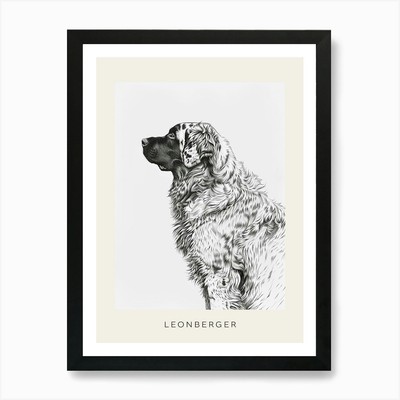 Leonberger Hund Linie Skizze 1 Poster Gerahmt Wandbild Poster Leinwanddruck Bild