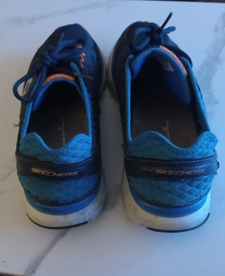 Zapatillas deportivas Skechers Relaxed Fit Skech Flex para hombre talla 10 azules, naranjas, blancas  Foto 4 de 4