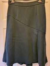 M&S Collection Dark Green Skirt UK 14 Asymmetric Hem Midi Smart Elegant Work