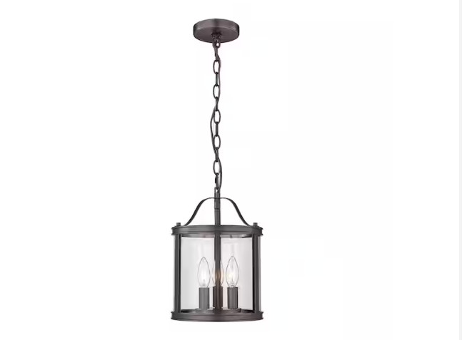 Farmhouse 3-Light Oil Rubbed Bronze Metal Pendant Lighting Fixture W/Glass NEW