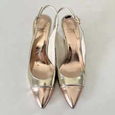 Stuart Weitzman Pointed Toe Slingback Pumps High Heels Gold Women’s Size 7 Spain