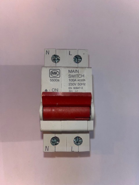 MK 5500s 100A Double Pole 2 Module Main Switch Isolator Disconnector