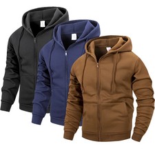 Men Zip Hoodie Jacket Casual Sports Outdoor Full Zip Hooded Sweatshirt Coat Gift
