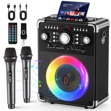 Karaoke Machine, Portable Bluetooth 5.3 Speaker with 2 Wireless Microphones f...