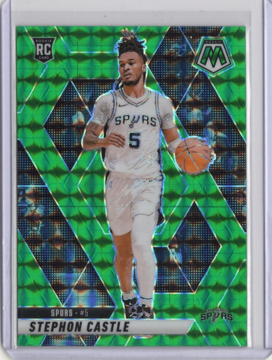 2024-25 Panini Mosaic - Rookie Stephon Castle #236 Green Mosaic Prizm (RC) Spurs