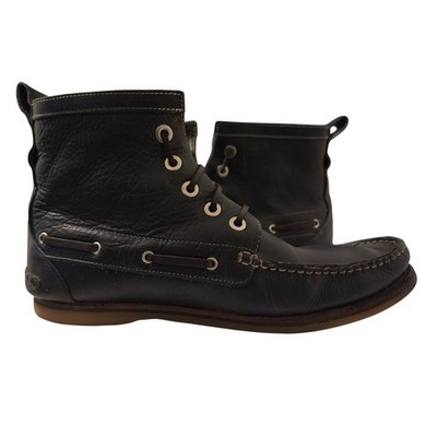 Vintage Hand Sewn Moccasin Boots Mens Black Leather Made in 
