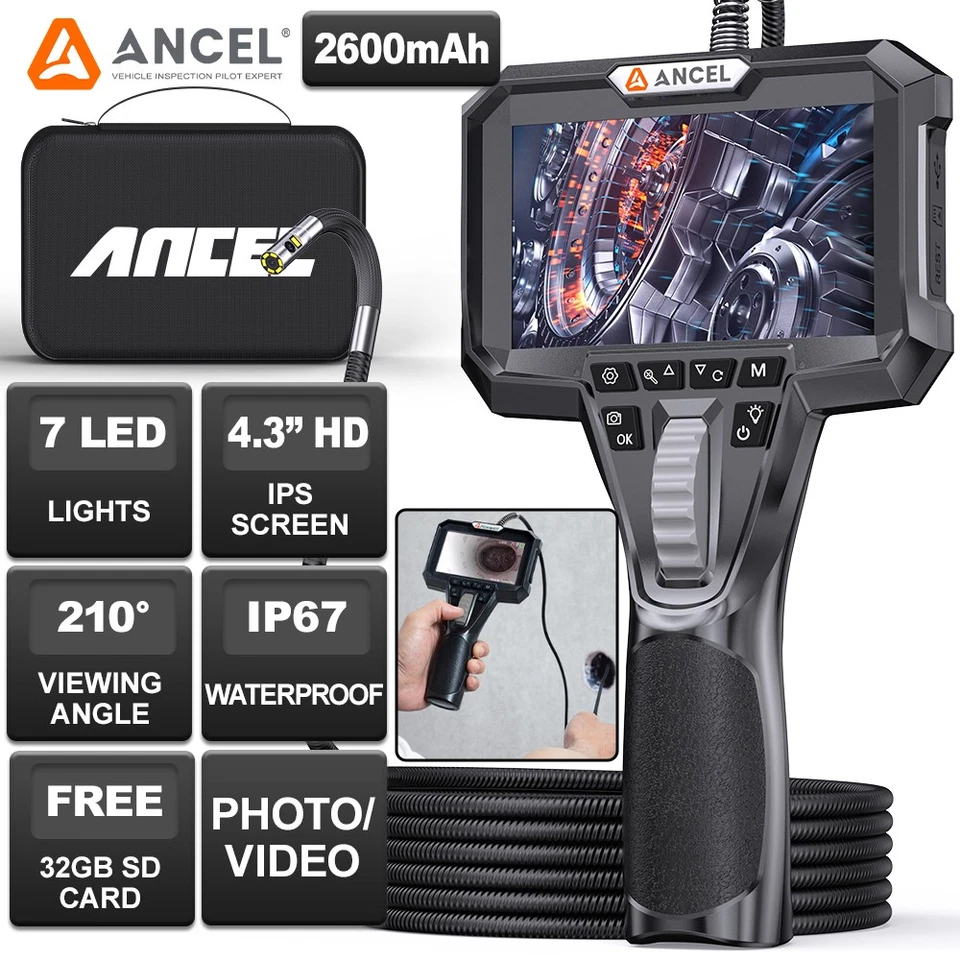 Шарнирный бороскоп 6,5 мм камера для осмотра автоматический эндоскоп камеры прицелы 210° - Изображение 2 из 4