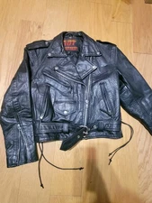 Hot Leathers Woman Biker Jacket Size S, Real Leather Heavy