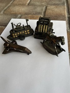Vintage Lot Of 4 Metal Pencil Sharpeners. Made In Hong Kong. Perfect Condition!
