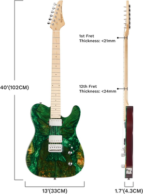 Leo Jaymz Stabilized Burl Wood Electric Guitar Green 24-Fret Dual