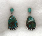Navajo Earrings Sterling Turquoise Geneva Apachito Drop Dangle Pierced 1- 7/8" L — photo 3