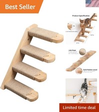 Elegant Wall-Mounted Cat Climbing Shelf - Four Steps with Jute Scratching