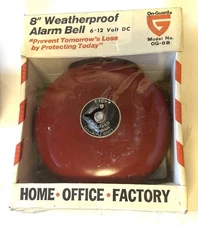 8" Weatherproof Alarm Bell 6-12 Volt DC Red in box Home Office Factory OG-8B New