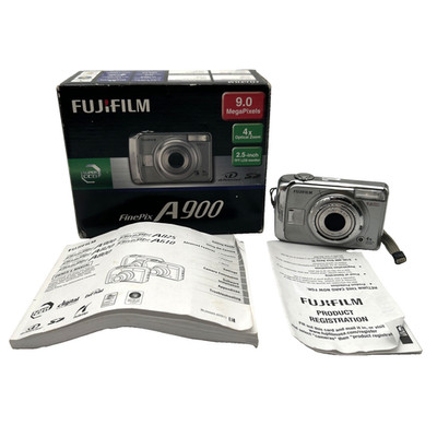 Fujifilm FinePix A Series A900 9.0MP Digital Camera Silver w/ Box & Manual Works