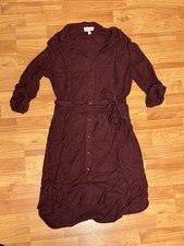 Anthropologie Cloth & Stone Burgundy Shirt Dress Size XS Womens