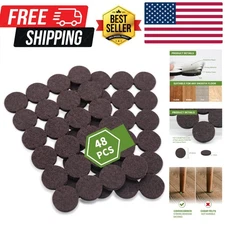 Strong Adhesive Felt Furniture Pads - 48-PC Round Floor Protectors in Dark Brown
