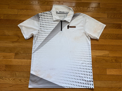 white Gray Hammer Men's sz L Bowling Jersey Shirt Short Sleeve Zip Polo