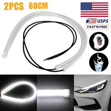 2X White 60cm Flexible Tube LED Strip Daytime Runnning DRL Light Headlight Lamp
