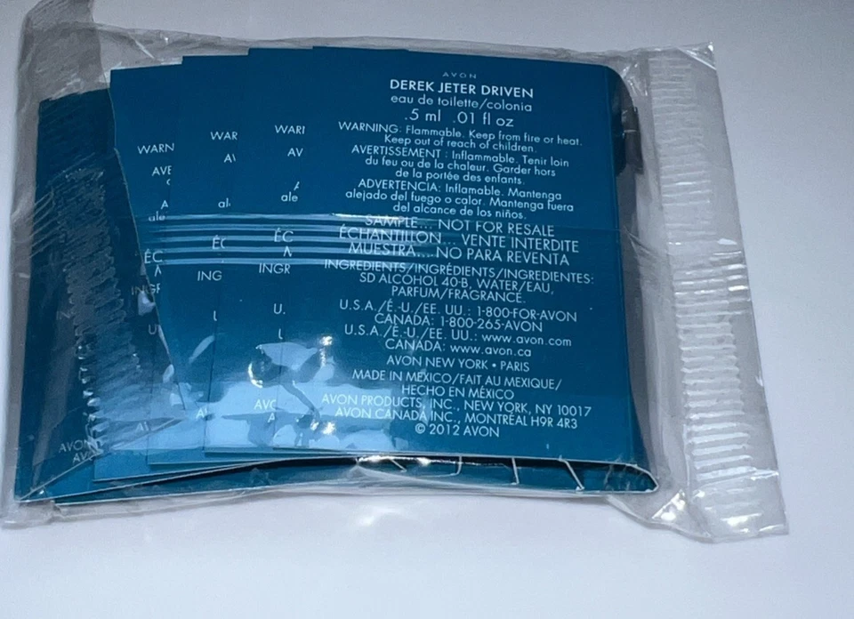 Derek Jeter DRIVEN Avon Eau De Toilette Original Sellado Paquete de 5 Frascos Nuevo en Paquete Foto 3 de 3