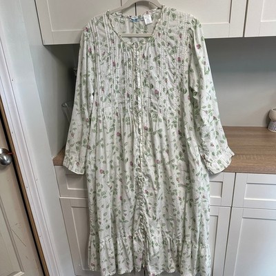 VTG La Cera Nightgown Womens M Floral Long Sleeve Ruffle Prairie Cottage Dress