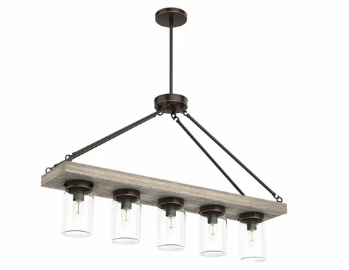 Hunter Fans - Devon Park 5-Light Rectangle Chandelier in Casual Style-38 Inches - Picture 2 of 4