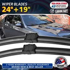 Genuine Quality Replacement Windshield Wiper Blades Side Lock 24"&19" 2Packs