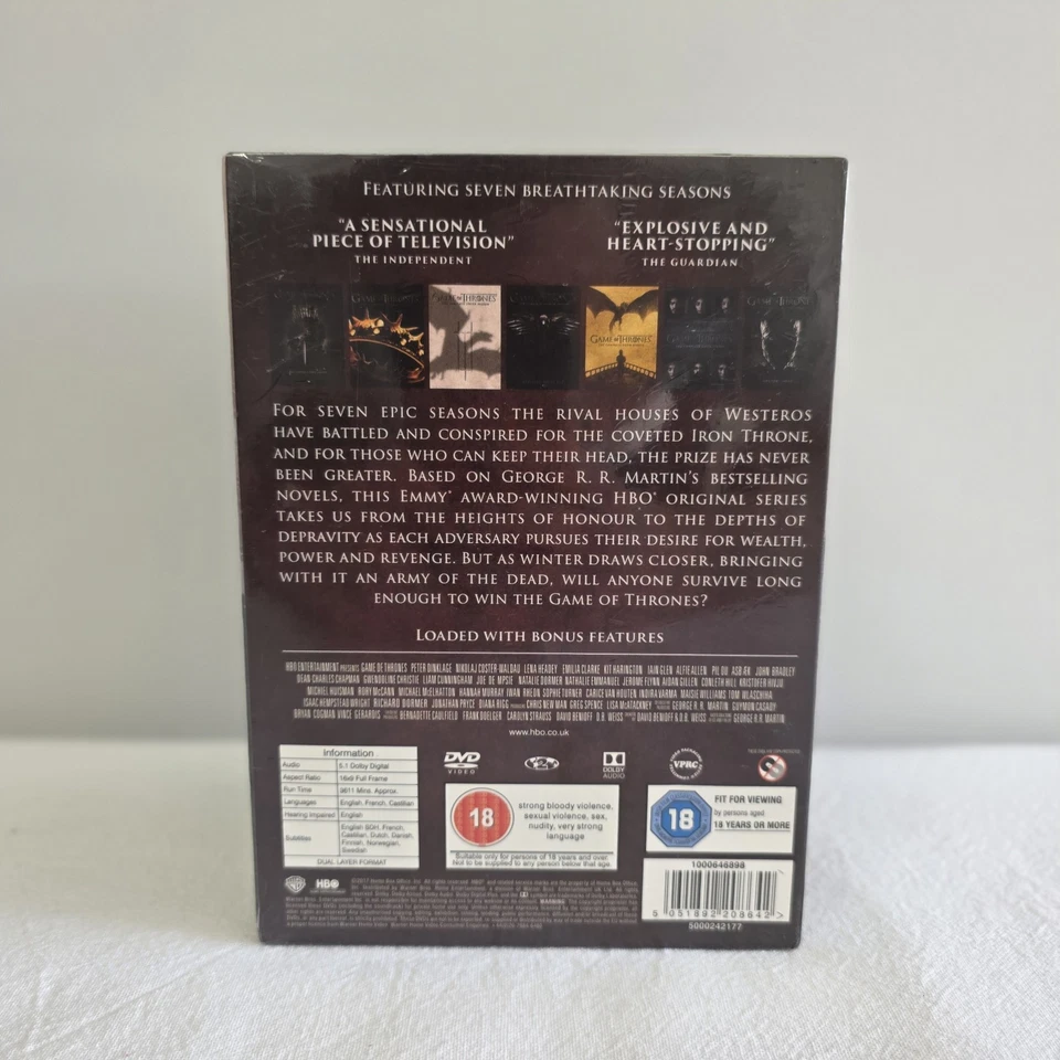 Game Of Thrones Complete Season 1-7 (Box Set, DVD, 2017) - BRAND NEW - Region 2 - Image 2 of 2