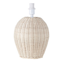 Natural Light Brown Woven Rattan Table Lamp Base with White Cable and Switch ...