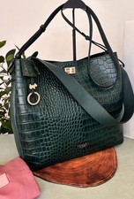 Radley large travel handbag /multiway shoulder / work Bag green  leather vgc 